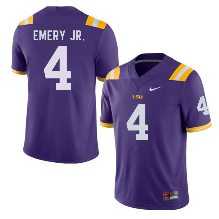 Men #4 John Emery Jr. LSU Tigers College Football Jerseys Sale-Purple